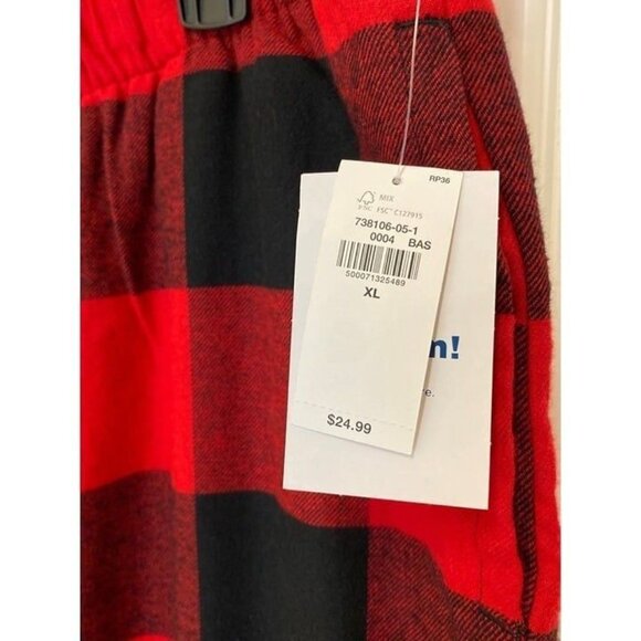 Old Navy 100% Cotton Red Buffalo Plaid Flannel Pajama Lounge Pants Size XL - Picture 4 of 8